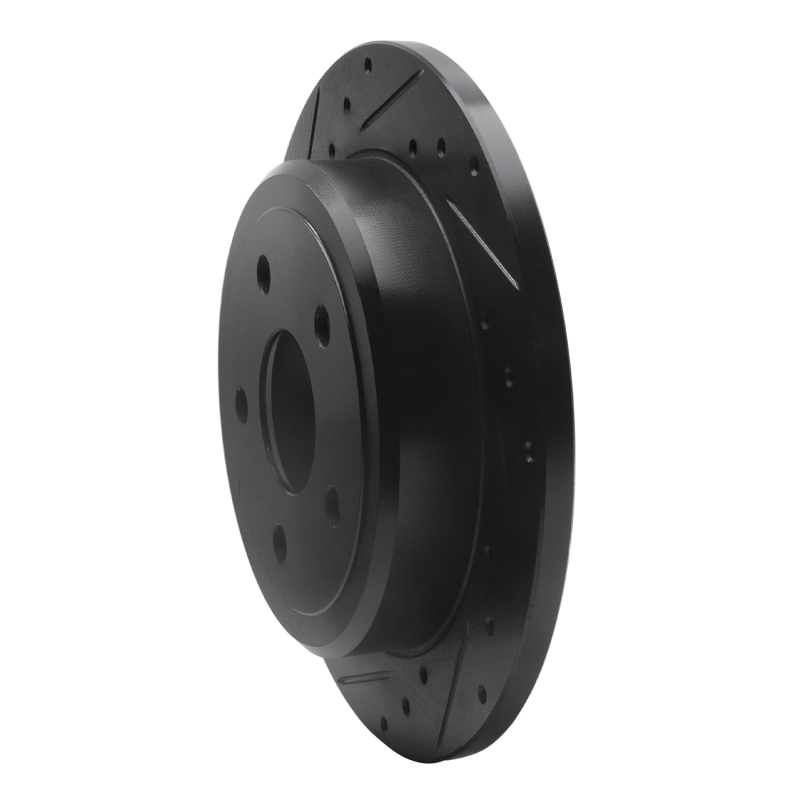 Jeep Grand Cherokee Brake Rotor (1) - Rear Left - R1 Concepts - Drilled & Slotted - Black - `05-`10